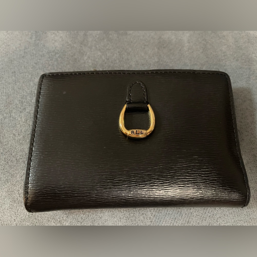 RLL Black Leather Wallet with Gold Accent